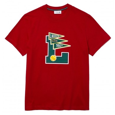 Lacoste Pennants L Badge Cotton Tee Red