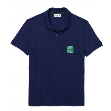 Lacoste Regular Fit Cotton Pique Pocket Polo Shirt Blue