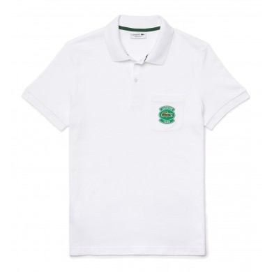 Lacoste Regular Fit Cotton Pique Pocket Polo Shirt White
