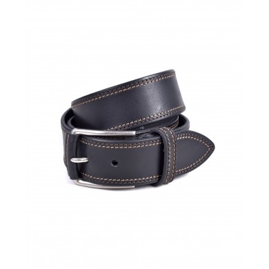 Bellido Jeans Double Stitching Leather Belt Black