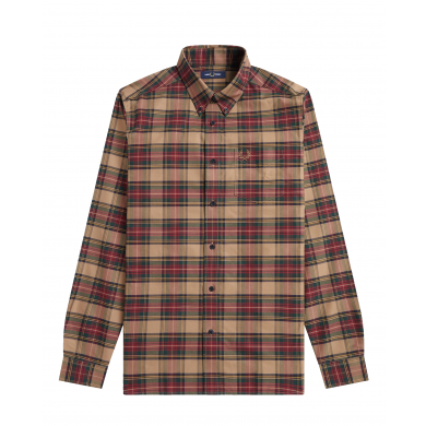 Fred Perry Authentic Oxford Tartan Shirt Shaded Stone