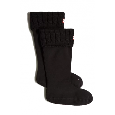 Hunter Original Recycled 6 Stitch Cable Cuff Tall Boot Socks Black
