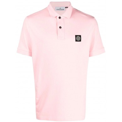 Stone Island 2SC17 Stretch Pique Polo Shirt Light Pink