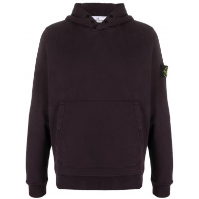 Stone Island 61720 Garment Dyed Hooded Sweatshirt Dark Burgundy