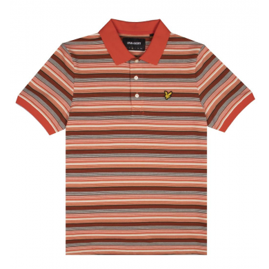 Lyle & Scott Stripe Polo Shirt Burnt Orange
