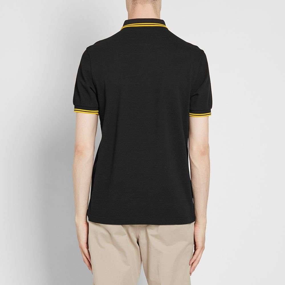 Fred Perry Slim Fit Twin Tipped Polo Black And Yellow 