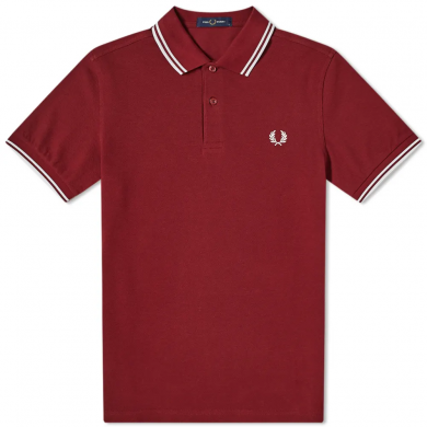 Fred Perry Slim Fit Twin Tipped Polo Port & White