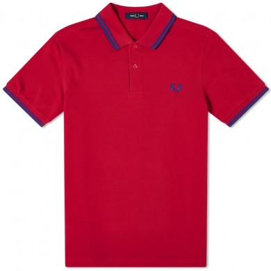 Fred Perry Slim Fit Twin Tipped Polo Red & Blue