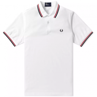 Fred Perry Slim Fit Twin Tipped Polo White, Red & Navy