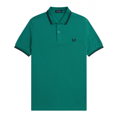 Fred Perry Slim Fit Twin Tipped Polo Deep Mint Green