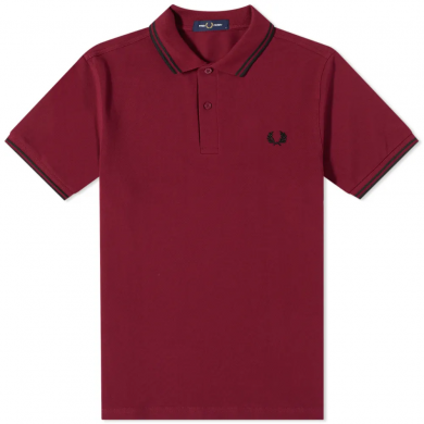 Fred Perry Slim Fit Twin Tipped Polo Tawny Port & Black