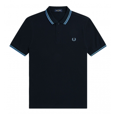 Fred Perry Slim Fit Twin Tipped Polo Navy, Soft Blue & Twilight Blue