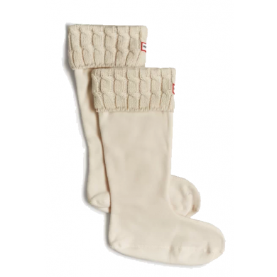 Hunter Original Recycled 6 Stitch Cable Cuff Tall Boot Socks White