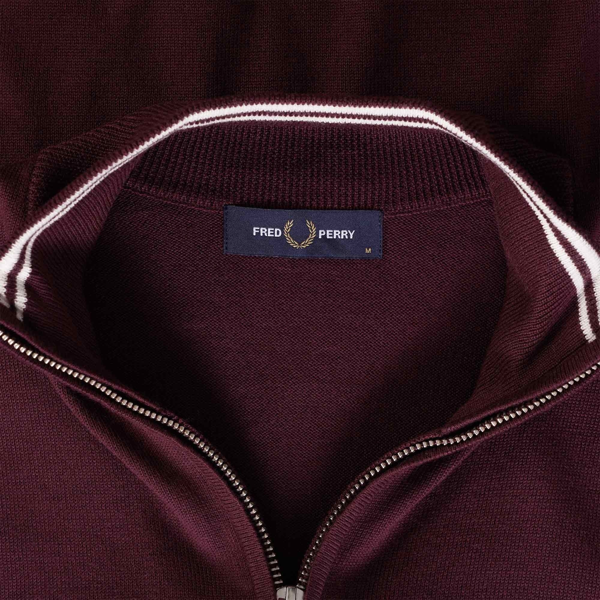FRED PERRY AUTHENTIC CLASSIC ZIP THROUGH CARDIGAN BURGUNDY