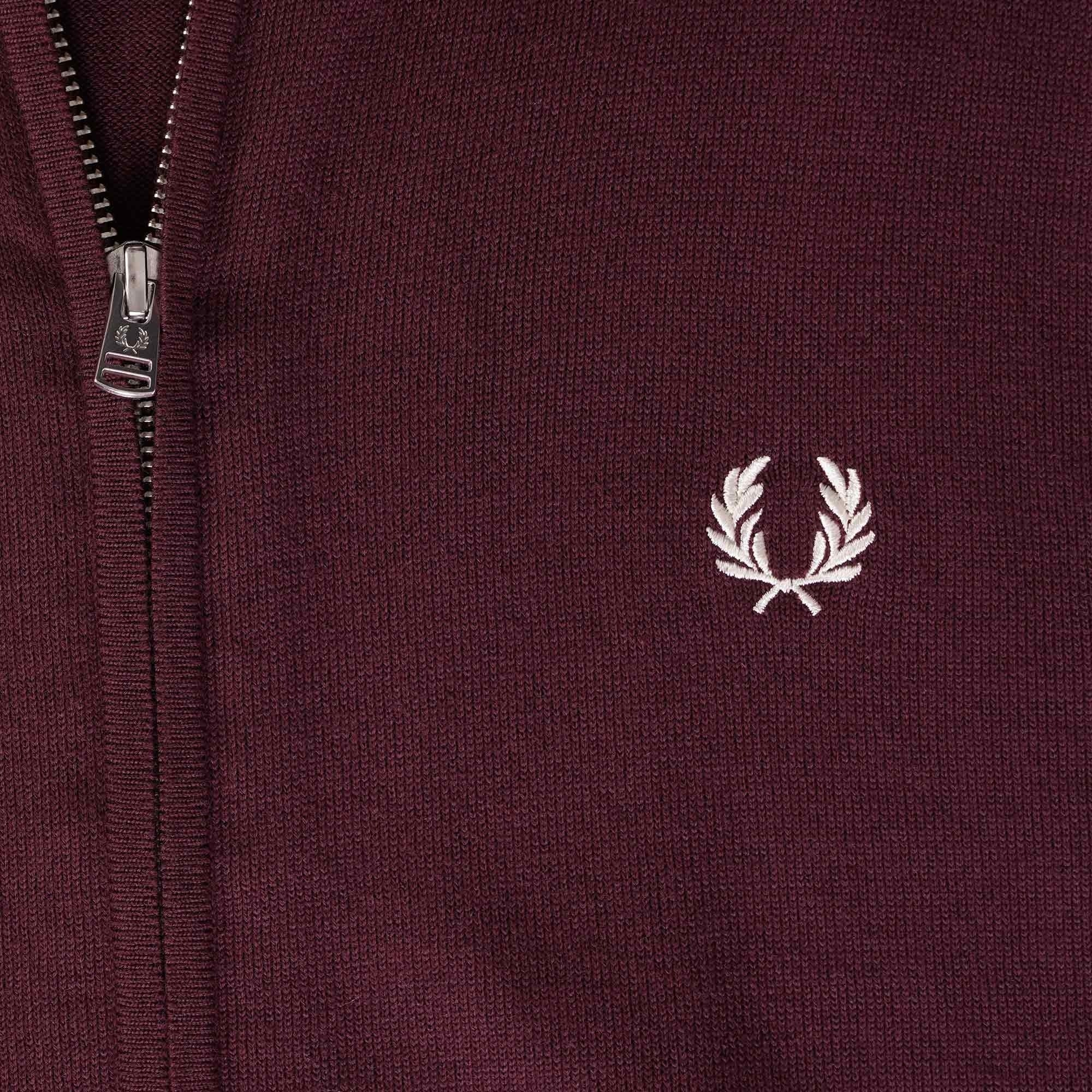 FRED PERRY AUTHENTIC CLASSIC ZIP THROUGH CARDIGAN BURGUNDY